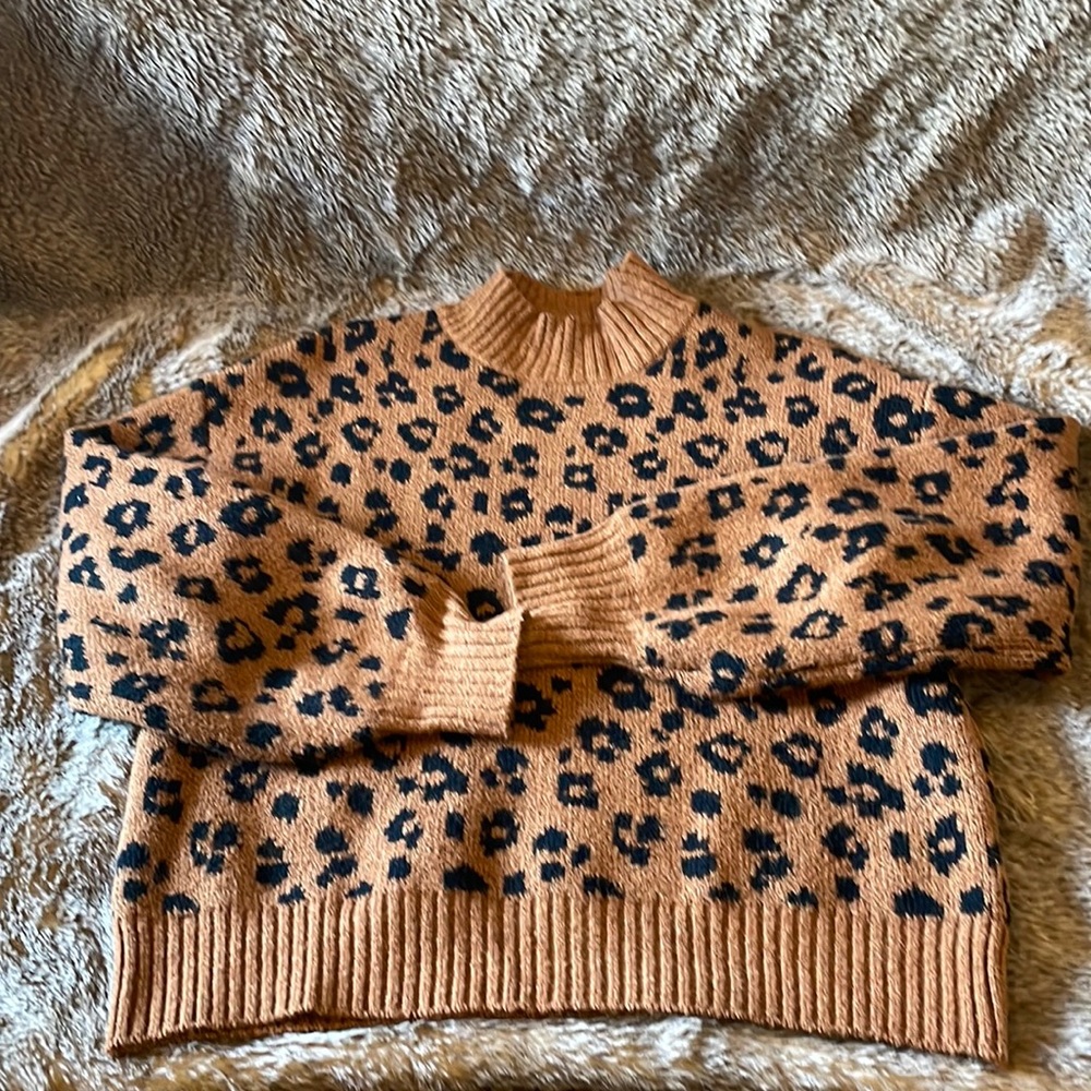 Leopard print mock neck sweater from Old Navy